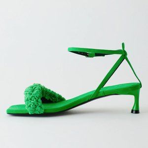 Tibi Cameron Suede & Faux Shearling Sandal